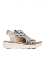 Rieker Sandały CEO-69284-90 Niebieski. Niebieskie sandały damskie Rieker, bez wzorów, z materiału, bez obcasa, na koturnie, bez zapięcia. Za 329.99 zł.