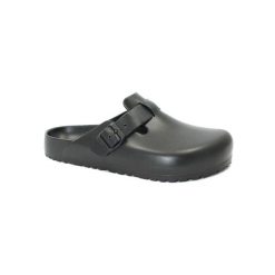 Klapki męskie Birkenstock Boston Eva. Czarne klapki męskie Birkenstock, bez wzorów, z materiału, bez zapięcia. Za 319.00 zł.