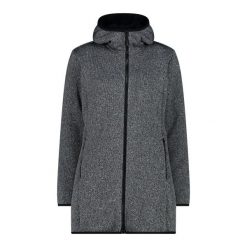 Kurtka parka damska z odpinanym kapturem CMP. Szare parki damskie CMP, bez wzorów, z dzianiny. Za 342.55 zł.