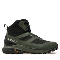 Trekkingi Dolomite. Zielone botki męskie Dolomite, bez wzorów, z gore-texu, sportowe, bez obcasa, bez zapięcia. Za 849.99 zł.