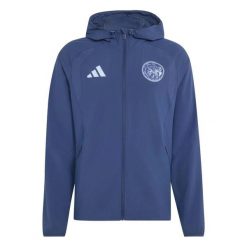 Kurtka dresowa Ajax Amsterdam 2026/27. Niebieskie kurtki męskie Adidas, xl, bez wzorów, z dresówki, eleganckie, bez kaptura. Za 386.50 zł.