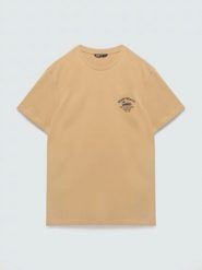 Koszulka męska z nadrukiem na piersi beżowa Forser 801. Brązowe t-shirty męskie BIG STAR, l, bez wzorów, z dzianiny, bez kołnierzyka, bez ramiączek. Za 79.99 zł.