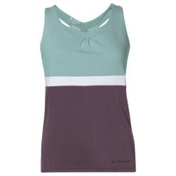 Koszulka kolarska damska Vaude Advanced Top. Fioletowe topy damskie Vaude, bez wzorów, z poliesteru, sportowe, bez kołnierzyka, bez ramiączek. W wyprzedaży za 115.00 zł.