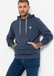Bluza z kapturem. Niebieskie bluzy męskie bonprix, l, bez wzorów, z kapturem. Za 124.99 zł.