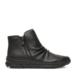 Botki Rieker. Brązowe botki męskie Rieker, bez wzorów, bez obcasa, bez zapięcia. Za 459.99 zł.