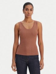 Fracomina Top FR26ST4005K524R9 Brązowy Slim Fit. Brązowe topy damskie Fracomina, l, bez wzorów, z wiskozy, bez kołnierzyka, bez ramiączek. Za 329.99 zł.