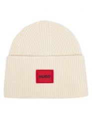 HUGO Czapka Saffa 50502579 Kremowy. Białe czapki damskie Hugo, na zimę, bez wzorów, z wełny. Za 299.99 zł.
