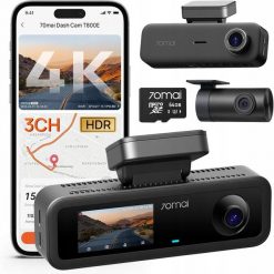 70mai Dash Cam 4K T800 3-kanałowy Przód Tył Wnętrze HDR GPS Karta 64GB. Wideorejestratory NoName. Za 889.00 zł.