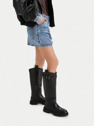 G-Star Raw Kozaki EO-GLCIA-8190C Czarny. Czarne kozaki damskie G-Star, bez wzorów, ze skóry, bez obcasa, na płaskiej podeszwie, bez zapięcia. Za 699.99 zł.