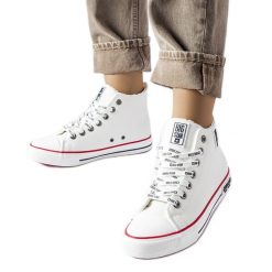 Białe ocieplane trampki Big Star KK274597. Białe trampki i tenisówki damskie bez wzorów, z gumy, bez zapięcia. Za 227.03 zł.