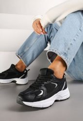 Czarne Sneakersy na Grubej Podeszwie z Cholewką z Siateczką Zollexia. Czarne obuwie sportowe damskie Renee, na lato, bez wzorów, z jeansu, bez zapięcia. Za 89.99 zł.