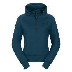Damska bluza z kapturem ELT Regensburg. Niebieskie bluzy damskie ELT, uniwersalny, bez wzorów, z materiału, eleganckie, bez ramiączek, z kapturem. Za 288.50 zł.