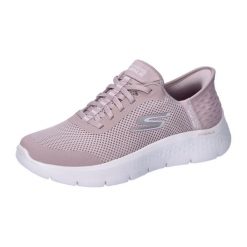 Buty sportowe Sneakersy damskie, Slip-Ins: GO WALK Flex - Grand Entry. Białe obuwie sportowe damskie Skechers, bez wzorów, bez zapięcia, trekkingowe. Za 309.99 zł.