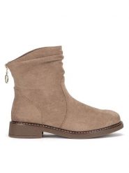 Clara Barson Botki WS2169-04 Beżowy. Brązowe botki damskie Clara Barson, bez wzorów, z materiału, bez obcasa, na płaskiej podeszwie, bez zapięcia. Za 149.99 zł.