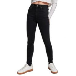 Damskie jeansy skinny z wysoką talią Superdry Vintage. Czarne jeansy damskie Superdry, bez wzorów, z jeansu, sportowe, z podwyższonym stanem, długie. Za 372.70 zł.