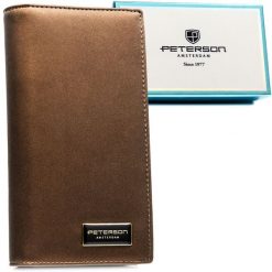Brązowy portfel damski ze skóry naturalnej i ekologicznej z systemem RFID PTN PS1431-HNL Peterson. Brązowe portfele damskie Peterson, ze skóry. Za 134.99 zł.