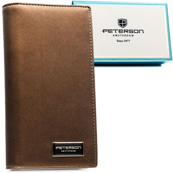 Brązowy portfel damski ze skóry naturalnej i ekologicznej z systemem RFID PTN PS1431-HNL Peterson. Brązowe portfele damskie Peterson, ze skóry. Za 130.99 zł.