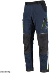 Stalco Spodnie robocze do pasa twill bawełna elastyczne klin w kroku nogawki wydłużenia 5 cm zwężane wiele kieszeni nakolanniki granatowy VIKTOR S. Niebieskie spodnie sportowe męskie Stalco, m, bez wzorów, z bawełny. Za 185.86 zł.