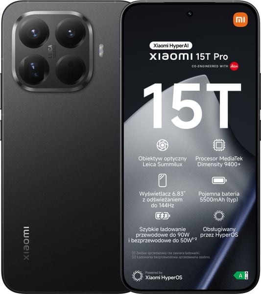 Smartfon Xiaomi 15T Pro 5G 12/512GB Czarny (68022). Czarne smartfony Xiaomi. Za 2,691.98 zł.