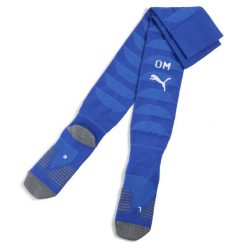 Męskie skarpety Olympique Marsylia 25/26 PUMA Vivid Blue White. Białe skarpety męskie Puma, bez wzorów. Za 109.00 zł.