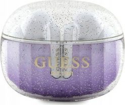 Słuchawki Guess Glitter Gradient (GUTWSHDGKEEU) fioletowe. Fioletowe słuchawki bezprzewodowe Guess. Za 116.69 zł.