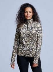 Bluza narciarska - Damska - Arty - Wzór w panterkę. Brązowe bluzy damskie POEDERBAAS, na zimę, m, bez wzorów, z elastanu, bez ramiączek, bez kaptura. Za 242.82 zł.
