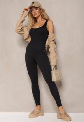 Czarny Długi Kombinezon o Fasonie Bodycon z Miseczkami na Biuście Avelilena. Czarne sukienki damskie Renee, na co dzień, na lato, m, bez wzorów, wizytowe, bez kołnierzyka, bez ramiączek, maxi, bodycon. Za 69.99 zł.