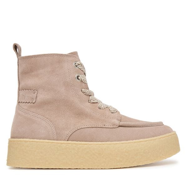 Trzewiki Tamaris. Brązowe botki damskie Tamaris, bez wzorów, bez obcasa, na płaskiej podeszwie, bez zapięcia. Za 539.99 zł.