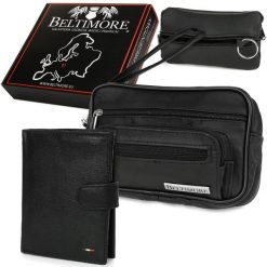 Zestaw męski skórzany czarny Beltimore portfel saszetka etui P68. Czarne portfele męskie ze skóry. Za 164.99 zł.