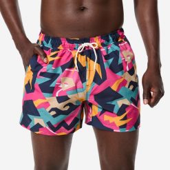 Spodenki surfingowe męskie Decathlon 100 15" Retrovo. Niebieskie szorty męskie Decathlon, bez wzorów, z materiału, sportowe. Za 49.99 zł.