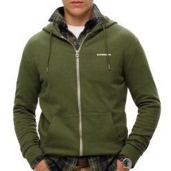 Zwykła bluza z kapturem Superdry. Zielone bluzy damskie Superdry, m, bez wzorów, z bawełny, bez ramiączek, z kapturem. Za 350.35 zł.