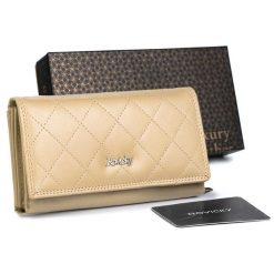 Portfel pikowany Rovicky [DH] R-RD-07-GCL-Q beżowy. Brązowe portfele damskie ROVICKY, ze skóry. Za 74.99 zł.