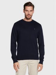 Tommy Hilfiger Sweter MW0MW28046 Granatowy Regular Fit. Niebieskie swetry męskie Tommy Hilfiger, l, bez wzorów, z bawełny, bez kołnierzyka, bez ramiączek. Za 479.99 zł.
