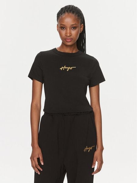 Hugo T-Shirt Classic 50508289 Czarny Regular Fit. Czarne t-shirty damskie Hugo, xs, bez wzorów, z bawełny, bez kołnierzyka, bez ramiączek. Za 129.99 zł.