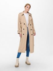 ONLY Trencz Chloe 15242306 Beżowy Regular Fit. Brązowe płaszcze damskie ONLY, s, bez wzorów, z syntetyku, bez kołnierzyka, bez kaptura. Za 249.99 zł.