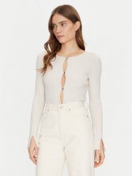 Guess Kardigan W5RR17 Z34O0 Biały Regular Fit. Białe kardigany damskie Guess, s, z aplikacjami, z wiskozy, bez kołnierzyka. Za 249.99 zł.