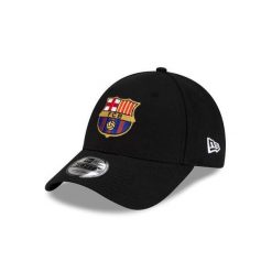 Czapka baseballowa 9Forty FC Barcelona Core. Czarne czapki damskie New Era, bez wzorów, z bawełny. Za 119.99 zł.