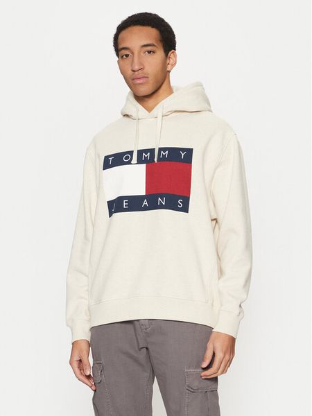 Tommy Jeans Bluza Flag DM0DM21174 Beżowy Regular Fit. Brązowe bluzy męskie Tommy Jeans, m, bez wzorów, z bawełny, bez ramiączek, bez kaptura. Za 279.99 zł.