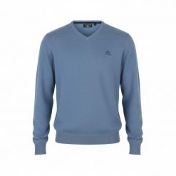 State Of Art sweter męski V-neck z bawełny, melange, rozmiar S. Niebieskie swetry męskie 55PROTEC, m, bez wzorów, z bawełny, eleganckie, bez kołnierzyka, bez ramiączek. Za 267.99 zł.