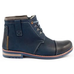 Olivier Zimowe Buty Męskie Śniegowce 120 Granatowe niebieskie. Niebieskie botki męskie na jesień, bez wzorów, z materiału, eleganckie, bez obcasa, bez zapięcia. Za 408.14 zł.