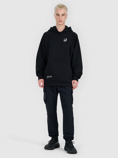 4F Bluza dresowa nierozpinana z kapturem męska - czarna S. Czarne bluzy męskie 4F, m, bez wzorów, z dresówki, bez ramiączek, z kapturem. Za 189.99 zł.