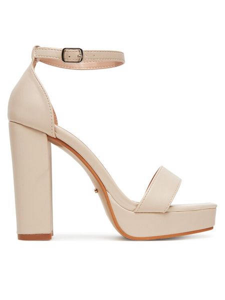 DeeZee Sandały LE601-19 Écru. Sandały damskie DeeZee, bez wzorów, z materiału, bez obcasa, na słupku, bez zapięcia. Za 159.99 zł.