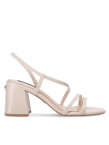 Nine West Sandały WFA2642-1 Beżowy. Brązowe sandały damskie Nine West, bez wzorów, ze skóry, bez obcasa, na słupku, bez zapięcia. Za 119.99 zł.