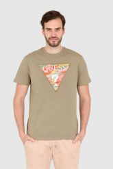 GUESS T-shirt zielony slim fit. Zielone t-shirty męskie Guess, l, z aplikacjami, bez kołnierzyka, bez ramiączek. W wyprzedaży za 129.99 zł.