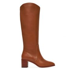 Kozaki LAUREN RALPH LAUREN. Brązowe kozaki damskie Lauren Ralph Lauren, bez wzorów, bez obcasa, na słupku, bez zapięcia. Za 1,329.00 zł.