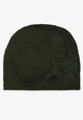 Ciemnozielona Czapka Beanie z Kaszmirem w Cyrkonie Roccio. Zielone czapki damskie Born2be, bez wzorów, z dzianiny, klasyczne. Za 59.99 zł.