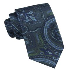 Klasyczny, Męski Krawat - Szeroki - Chattier - Odcienie Granatu, Wzór Orientalny. Niebieskie krawaty i muchy Chattier, bez wzorów, z tkaniny, eleganckie. Za 49.00 zł.