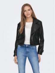 ONLY Kurtka z imitacji skóry 15293027 Czarny Regular Fit. Czarne kurtki damskie ONLY, xl, bez wzorów, ze skóry, bez kaptura. Za 349.99 zł.