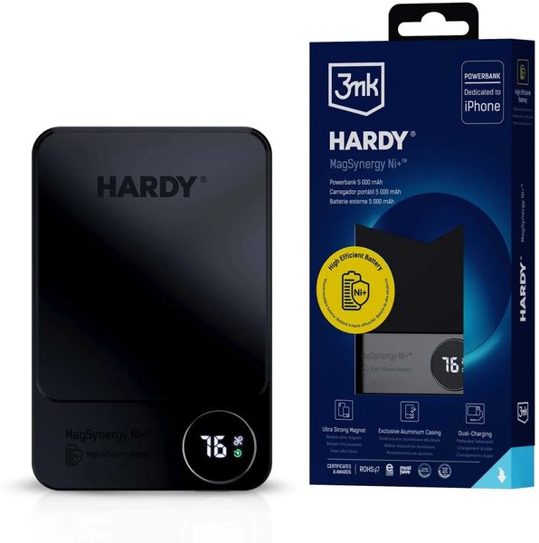 Accessories - 3mk HARDY MagSynergy Ni+ 5,000mAh 22.5W USB 1C1L-Black. Czarne powerbanki 3mk. Za 117.33 zł.