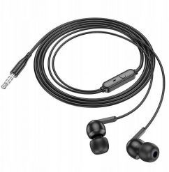 HOCO słuchawki przewodowe Jack 3,5 mm z mikrofonem M124 czarne. Czarne słuchawki dokanałowe Hoco. Za 9.68 zł.